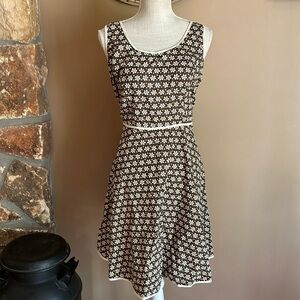 Max Studio Floral Summer A-line Dress Size Medium Brown and White